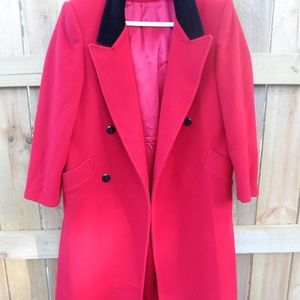 London fog Red velvet collar wool overcoat